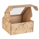 Prostokątne pudełko fasonowe z okienkiem, pudełko prezentowe z z czarnym nadrukiem kwiaty 20x20x10 cm
