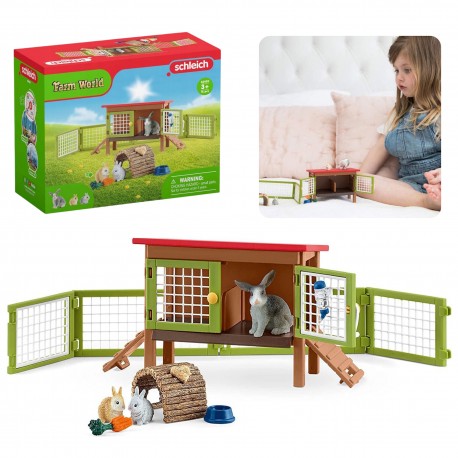 SLH42420 Schleich Farm World - Zagroda dla królików, królikarnia, figurki dla dzieci 3+