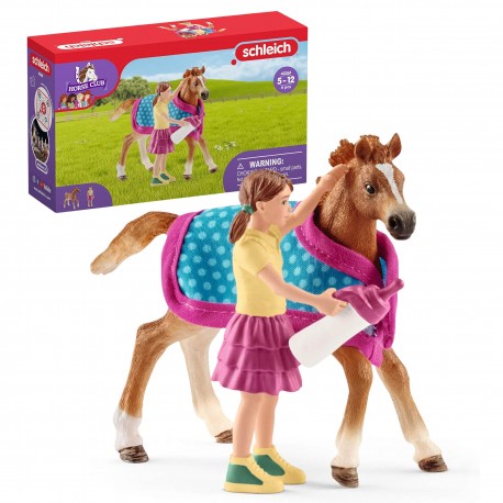 SLH42361 Schleich Horse Club - Źrebię z kocem, figurki dla dzieci 5+