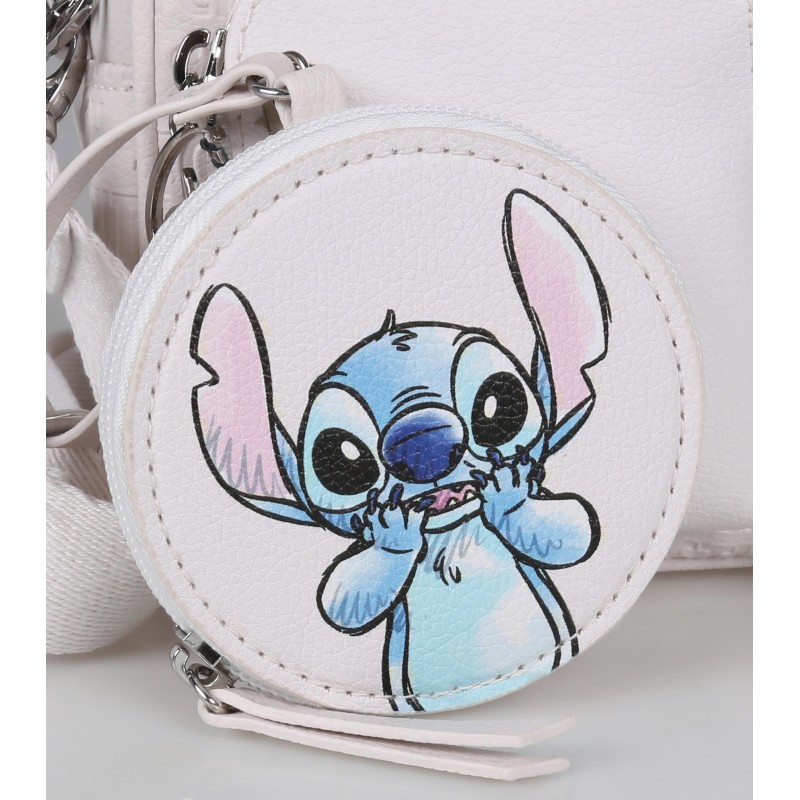 DISNEY Stitch Ecru Handbag + pouch, on adjustable strap 22x14x8cm - Sarcia