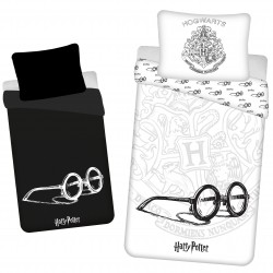 Harry Potter Hogwarts Biało-czarna pościel świecąca w ciemności, komplet pościeli bawełnianej 140x200cm, OEKO-TEX
