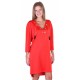 Red, 3/4 Length Sleeve, Front Lace Up Chain Detail Mini Dress By John Zack