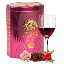 BASILUR Majestic Red - Czarna herbata cejlońska z dodatkiem aromatu czerwonego wina, w ozdobnej puszce, 75g