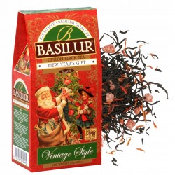 BASILUR New Year's Gift - Czarna liściasta herbata z dodatkiem wiśni, krokoszu barwierskiego, 85 g