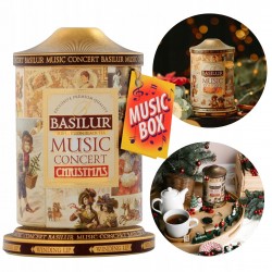 BASILUR Music Concert Christmas - Czarna liściasta herbata cejlońska, puszka z pozytywką, świąteczna herbata 100 g