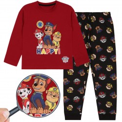 Psi Patrol Chłopęca, czerwono-czarna piżama z długimi rękawami, piżama z długimi spodniami