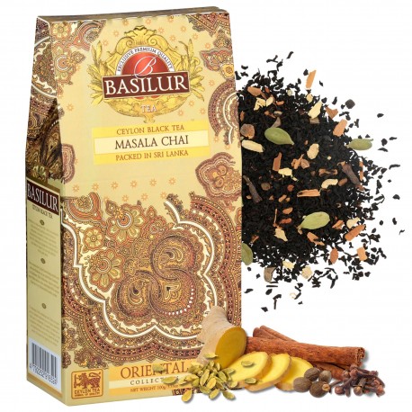 BASILUR Masala Chai - Czarna liściasta herbata cejlońska z naturalnym aromatem przypraw, 100 g
