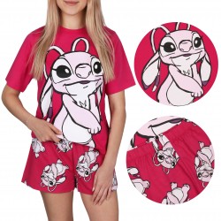 Lilo i Stitch Disney Andzia Letnia piżama damska, różowa piżama na krótki rękaw