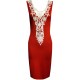 ASOS Czerwona sukienka midi z ozdobną koronką