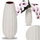 Vase céramique beige, grand vase à fleurs 12,5x12,5x32cm