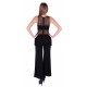 Black, Sheer Fishnet Inserts, Sleeveless, Cut Out Sides Jumpsuit For Ladies By John Zack