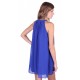 Cobalt, Lightweight Chiffon, Embellished Halter Neck Mini Dress ANGELEYE