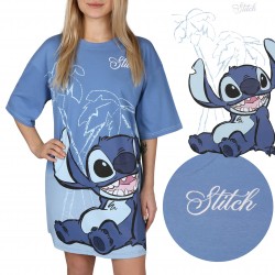 Stitch Disney Niebieska, damska koszulka do spania, bawełniana koszulka nocna