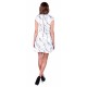 White, Cap Sleeves, Crew Neck, Fit And Flare Style Mini Dress By Angeleye