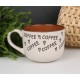 Beżowo-brązowy kubek z napisami coffee, ceramiczny kubek 530 ml