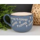 Niebieski kubek z napisami coffee, ceramiczny kubek 530 ml