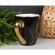 Czarno-złoty kubek ze złotym uchem, porcelanowy kubek 400ml