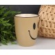 Beżowy kubek ceramiczny z uśmiechem 330ml