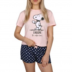 Snoopy Fistaszki Różowo-granatowa piżama dziewczęca, piżama na króki rękaw