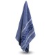 Niebieski ręcznik bawełniany z ozdobnym haftem, liście 48x100 cm