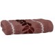 Koralowy ręcznik bawełniany z ozdobnym haftem, liście 48x100 cm