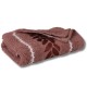 Koralowy ręcznik bawełniany z ozdobnym haftem, ręcznik kąpielowy liście 70x135 cm