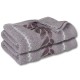 Cappucino ręcznik bawełniany z ozdobnym haftem, liście 48x100 cm