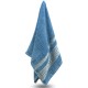 Niebieski ręcznik bawełniany z ozdobnym haftem, egipski wzór 48x100 cm