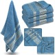 Niebieski ręcznik bawełniany z ozdobnym haftem, egipski wzór 48x100 cm
