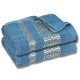 Niebieski ręcznik bawełniany z ozdobnym haftem, ręcznik kąpielowy, egipski wzór 70x135 cm