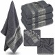 Szary ręcznik bawełniany z ozdobnym haftem, egipski wzór 48x100 cm