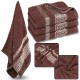 Jasnoburgundowy ręcznik bawełniany z ozdobnym haftem, egipski wzór 48x100 cm
