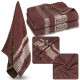 Jasnoburgundowy ręcznik bawełniany z ozdobnym haftem, ręcznik kąpielowy, egipski wzór 70x135 cm