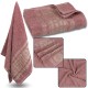 Różowy ręcznik bawełniany ze złotym haftem, ręcznik do rąk 48x100 cm