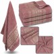 Różowy ręcznik bawełniany ze złotym haftem, ręcznik kąpielowy 70x135 cm
