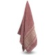 Różowy ręcznik bawełniany ze złotym haftem, ręcznik kąpielowy liście 70x135 cm