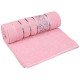 Różowy ręcznik bawełniany z ozdobnym haftem, szary haft 48x100 cm
