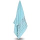 Błękitny ręcznik bawełniany z ozdobnym haftem, szary haft 48x100 cm