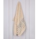 Jasnożółty ręcznik bawełniany z ozdobnym haftem, szary haft, ręcznik kąpielowy 70x135 cm