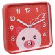 Świnka zegar ścienny analogowy, kwadratowy zegar dla dzieci 20,2x20,2 cm