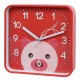 Świnka zegar ścienny analogowy, kwadratowy zegar dla dzieci 20,2x20,2 cm