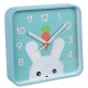 Króliczek turkusowy zegar ścienny analogowy, kwadratowy zegar dla dzieci