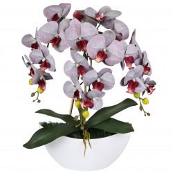 Sztuczny storczyk orchidea w doniczce, szary, jak żywy, 3 pędy 53 cm