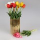 Złoty wazon ceramiczny na kwiaty 12,5x12,5x22cm