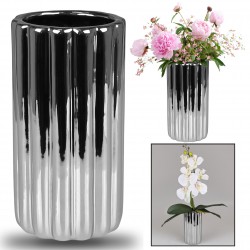 Srebrny wazon ceramiczny na kwiaty 10x10x19cm