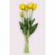 Tulipany silikonowe, żółte, jak żywe, bukiet 5 szt