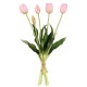 Tulipany silikonowe, jasnoróżowe, jak żywe, bukiet 5 szt