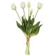 Tulipany silikonowe, białe, jak żywe, bukiet 5 szt