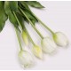 Tulipany silikonowe, białe, jak żywe, bukiet 5 szt