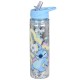 Stitch Disney Plastová láhev/lahev na vodu s brčkem, průhledná se třpytkami 550ml